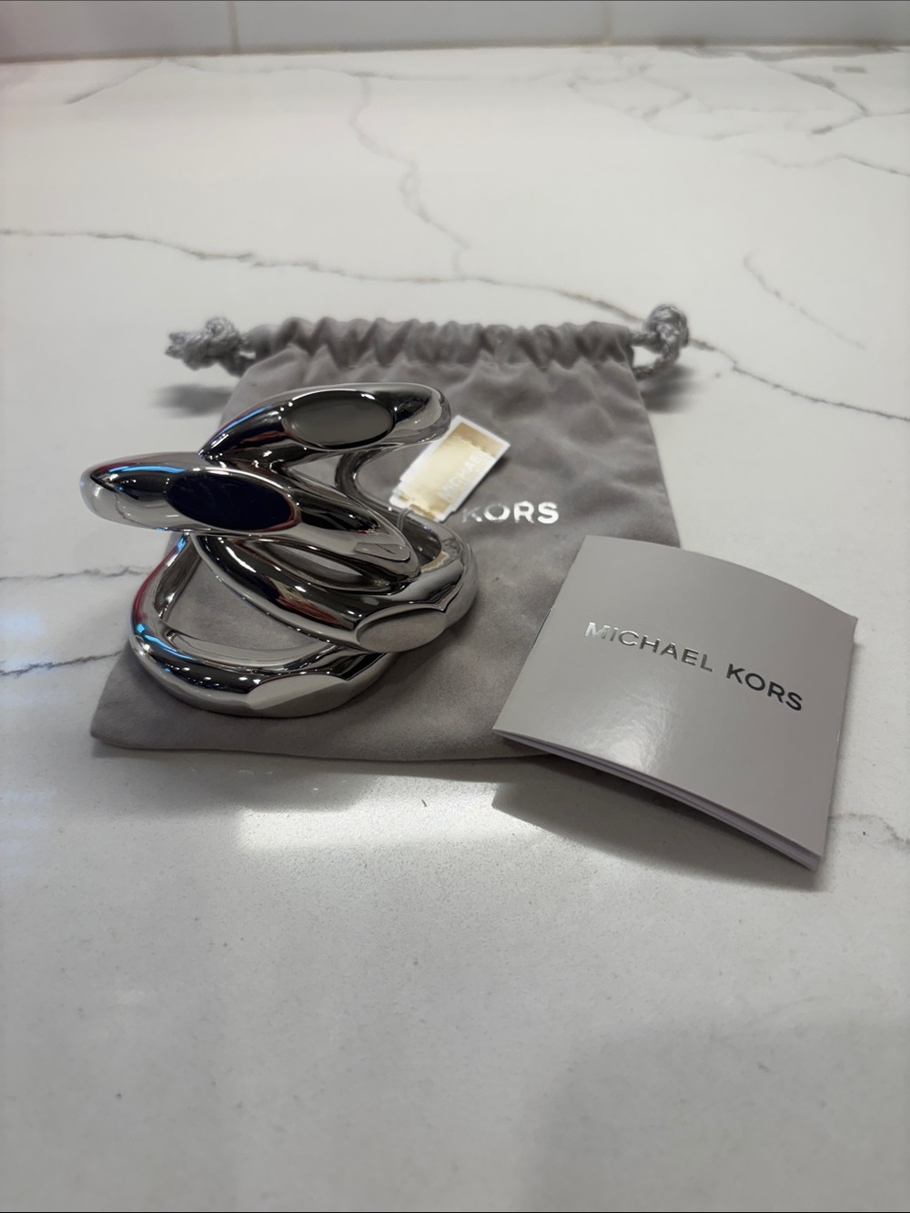 Michael Kors Polished Silver Wave Cuff Bracelet